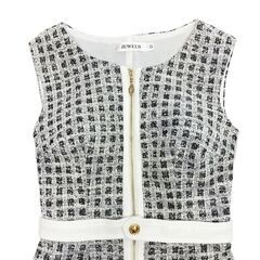 【JEWELS / ジュエルズ】ツイードチェックノースリーブタイトミニドレス キャバドレスの画像