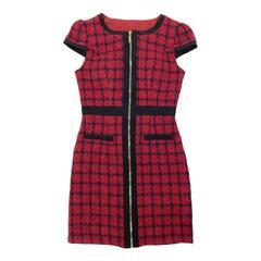 【JEWELS / ジュエルズ】ツイードチェックフロントジップミニドレス キャバドレスの画像