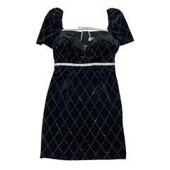 【JEWELS / ジュエルズ】ブラックベロアドレス リボン ビジュー キャバドレスの画像