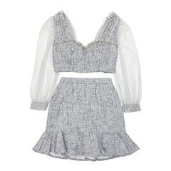 【JEWELS / ジュエルズ】チェックツイードマーメイドセットアップドレス キャバドレスの画像