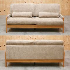 ≪yt2101ジ≫ モデルルーム展示品 東谷 form 3人掛けソファ FENNEL/フェンネル F1-105BE オーク材/ナチュラル/ベージュ/おしゃれ/中古家具/宮城県仙台市 71102-07の画像