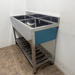 ステンレス　業務用　2層シンク流し台　厨房　飲食店　W１２００ｘD４５０ｘＨ８００ｍｍの画像