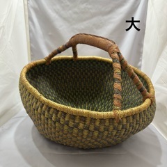 アフリカの手作りバスケット大小セットの画像