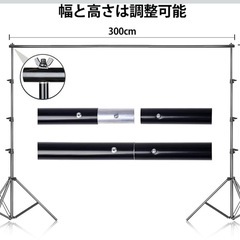 大型グリーンバック撮影セット（300×360cm／スタンド・クリップ・収納バッグ付き）の画像