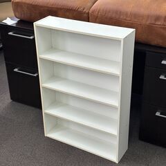 店頭引き渡し 中古 本棚 ホワイト 木製 4段 収納 家具の画像