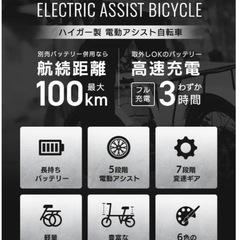 HAIGE電動アシスト自転車（色）シルバーの画像