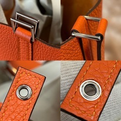 エルメスHERMESピコタンロックMM22Y2020年製造ハンドバッグハンドバックトートバッグトートバックかばんカバン箱保存袋カデナキー鍵×2フランス製レディース女性用婦人鞄トリヨンクレマンス本革牛革レザーユニセックスオレンジ色系の画像