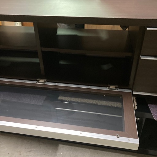 未使用 ダークブラウンテレビ台 シギヤマ家具 ガラス扉付 展示品 幅約150cm