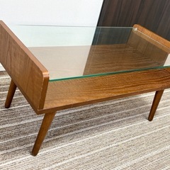 ガラス ローテーブル ブラウン オークの画像