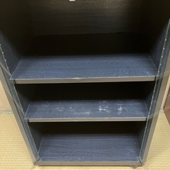 【直接引取】ガラスキャビネット　キャスター付き　黒の画像