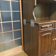 【直接引取】食器棚　木製キッチン収納キャビネットの画像