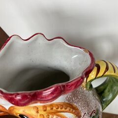 花瓶　水差し　取手　※欠けあり　にわとり　ニワトリ　イタリア　イタリア製　ハンドメイドの画像