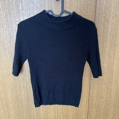 ハイネック5分袖ニットトップス　GRL 黒　Mの画像