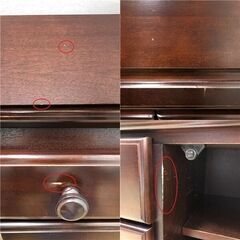 ss7947　ライティングビューロー ダークブラウン系 蓋付き 机 木製 デスク こげ茶 リビングデスク 収納棚 キャビネット 書斎 上ケ嶋木工 コタンライティング30 中古の画像