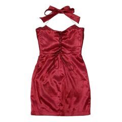 【ROBE de FLEURS Glossy / ローブドフルールグロッシー】サテンホルターバックリボンネックミニキャバドレス GL3757の画像