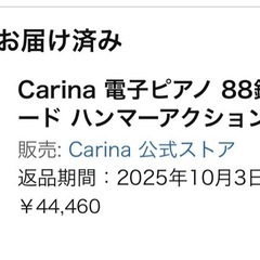 商品名】Carina 電子ピアノ 88鍵盤（ブラック）の画像