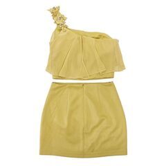 【AngelR / エンジェルアール】パールチェーン 刺繍レース シフォン セットアップ ミニドレス キャバドレスの画像