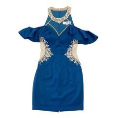 【AngelR / エンジェルアール】フリルショルダーデザインデコルテビジュータイトミニドレス キャバドレスの画像