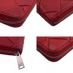 ボッテガヴェネタ BOTTEGAVENETA 長財布 イントレチャート ラウンドジップウォレット レッド系の画像