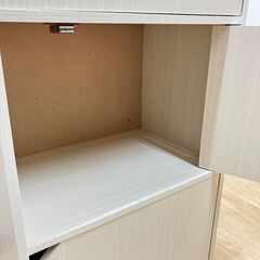 stp-3541　扉付き　カラーボックス　3段　42×29×89cm　白　ホワイトウォッシュ　収納棚　収納ボックス　収納ケース　キャビネットの画像