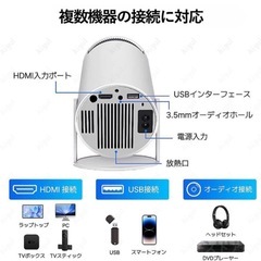 プロジェクター 軽量 本体 家庭用 天井投影 小型 270度回転 Android TV11 wi-fi6 自動台形補正 短距離 スピーカー内蔵 HDMI リモコン 一人暮らし ホームシアターの画像
