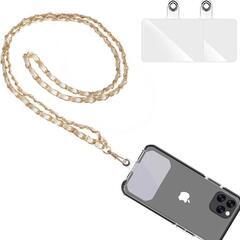 スマホストラップ ブラウン 首掛け 本革 携帯 ネックストラップ　レザーチェーンの画像