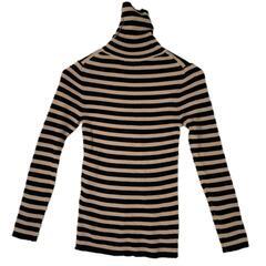 le coeur blanc ルクールブラン ボーダー 長袖ニット ウール ブラウン レディース 38【古着】【中古】の画像