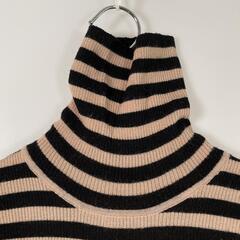 le coeur blanc ルクールブラン ボーダー 長袖ニット ウール ブラウン レディース 38【古着】【中古】の画像