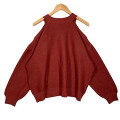 non -hedge non -hedge 長袖ニット ポリウレタン レッド レディース【古着】【中古】の画像