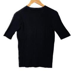 NATURAL BEAUTY BASIC ナチュラルビューティーベーシック 半袖ニット コットン ブラック レディース M【古着】【中古】の画像