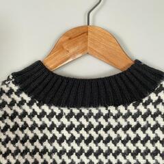 Sheena Deray シーナデレイ 千鳥格子 長袖ニット ポリエステル/アクリル ブラック レディース M【古着】【中古】の画像