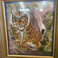 アンテイク刺繍画（虎）の画像