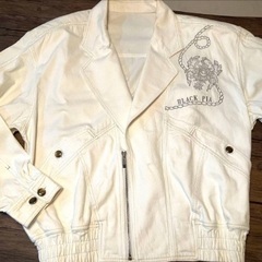 【BLACK PIA】 90s 刺繍 セットアップ 上下セット ホワイト Lの画像