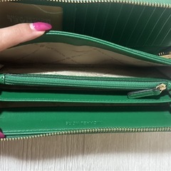 MICHAEL KORS 長財布 グリーン MKロゴ バイカラー 美品の画像