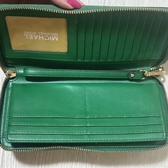 MICHAEL KORS 長財布 グリーン MKロゴ バイカラー 美品の画像