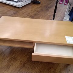 ★リユースのサカイ水戸店★  引出付きローテーブル ライトベージュ H38.5×D45×W100 クリーニング済み MT6170の画像