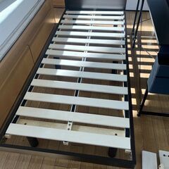 ★ジモティ割あり★ 株式会社もしも セミシングルベッドセット ブラウン H33×D208×W80 クリーニング済み TK7230の画像