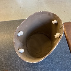 A2511-154 花柄 バスケット 取手付き カゴ ブラウン 使用感有りの画像