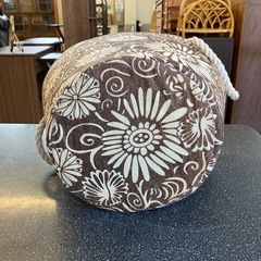 A2511-154 花柄 バスケット 取手付き カゴ ブラウン 使用感有りの画像