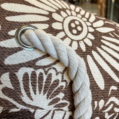 A2511-154 花柄 バスケット 取手付き カゴ ブラウン 使用感有りの画像