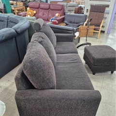 L字カウチソファ 3人掛け+オットマンの画像