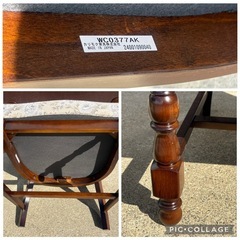 DW東(1110k1) カリモク家具 コロニアルシリーズ ダイニングチェア 肘掛ソファ 木製 リビング テーブル まとめ売り アンティークの画像