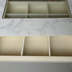 大理石柄 引き出し付ローテーブルの画像