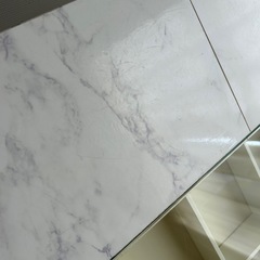 大理石柄 引き出し付ローテーブルの画像