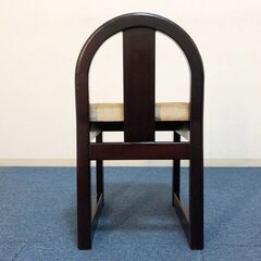 木製ドレッサーチェア・玄関スツール　天然木ダークブラウン/ファブリック生地クッション レトロモダン化粧椅子 ローチェア完成品の画像