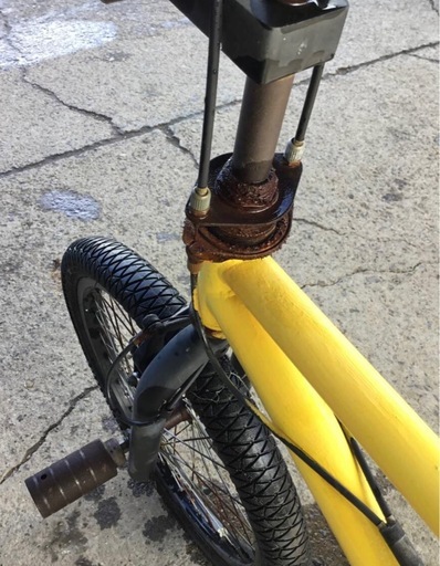 h-198△ q 岐阜発/ BMX/ 自転車/ 20インチ/ ジャイロ/ 色塗り/ メーカー不明/ サドル破れあり/ ブレーキ効き悪いです/ 現状品/ kb/ R7.11/3 △
