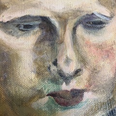 坂本繁二郎「少女」絵画 贋作 現状 42cm 32cm 人物画 名作の画像