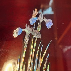 螺鈿細工　漆塗り　お盆の画像