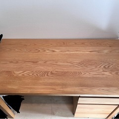 【無印】無垢材デスク&キャビネット➕オフィスチェアの画像