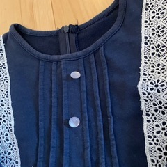 ネイビー 長袖 ワンピース 110程度　レース装飾の画像